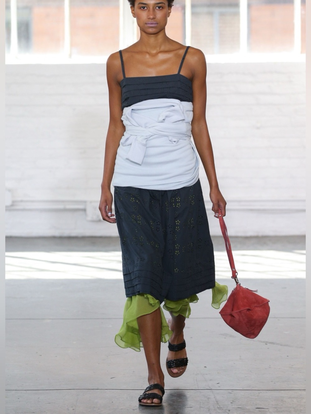 Creatures of Comfort Spring 2018 Chartreuse Silk Chiffon Skirt. - Picture 6 of 7